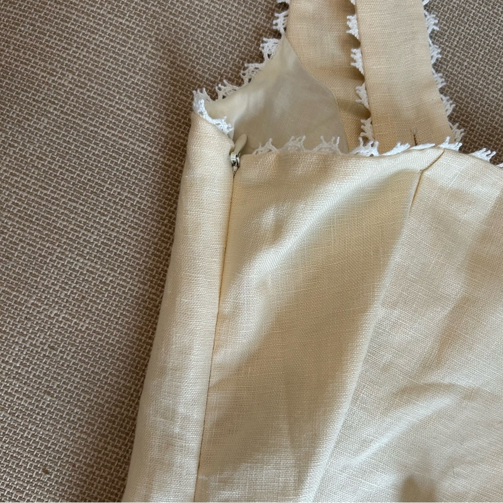 BEST Reformation Viola Linen Top Sugar Cream Light Beige Spring French Causal - Picture 9 of 14